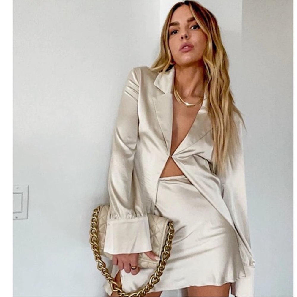 Shop rumored cream satin SET